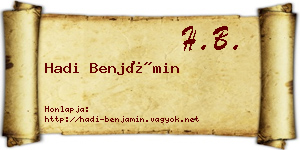 Hadi Benjámin névjegykártya
